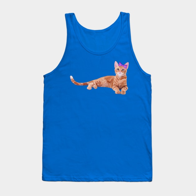 Ginger Cat with Purple Bow Tank Top by Art by Deborah Camp